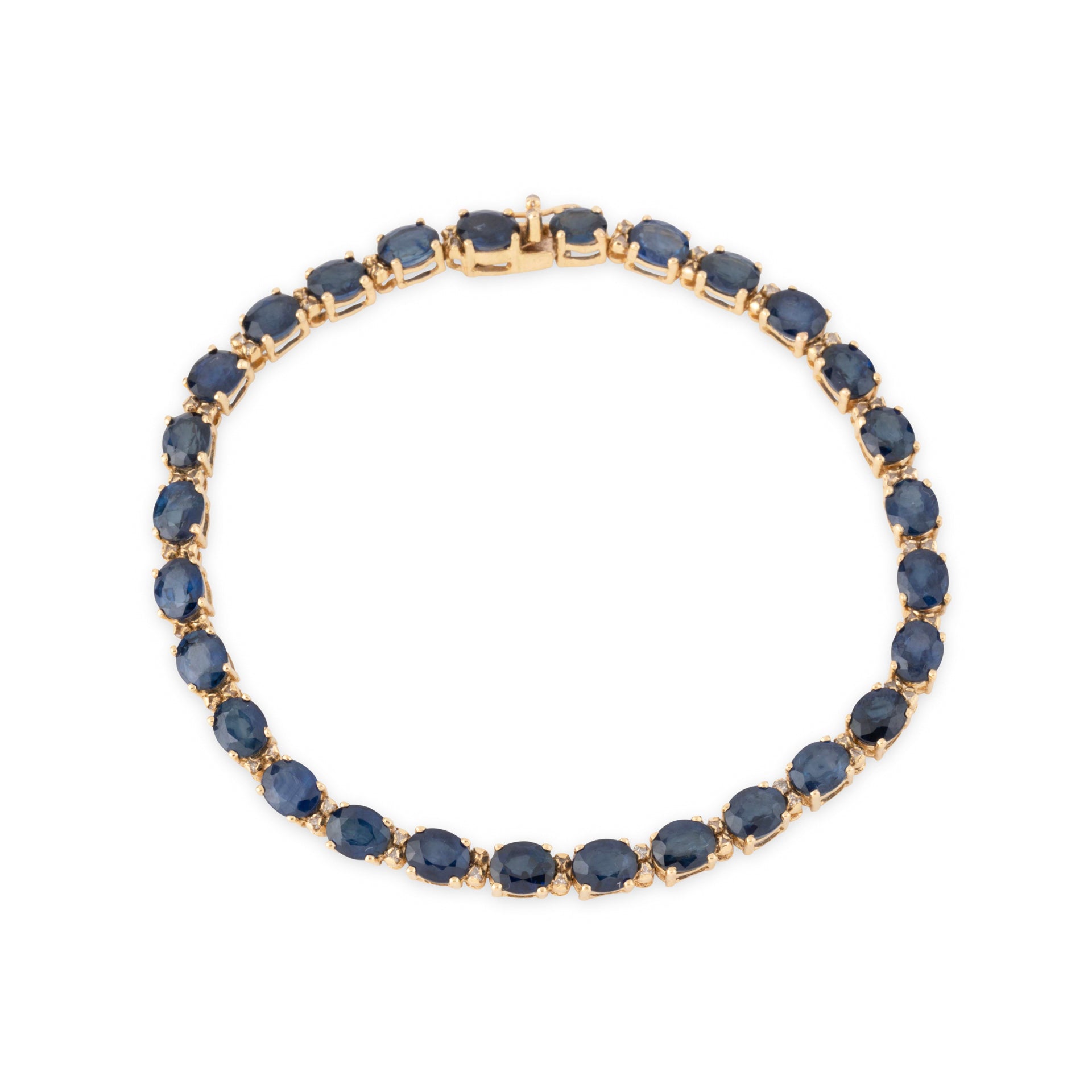 Bracelet or jaune, diamants et saphirs
