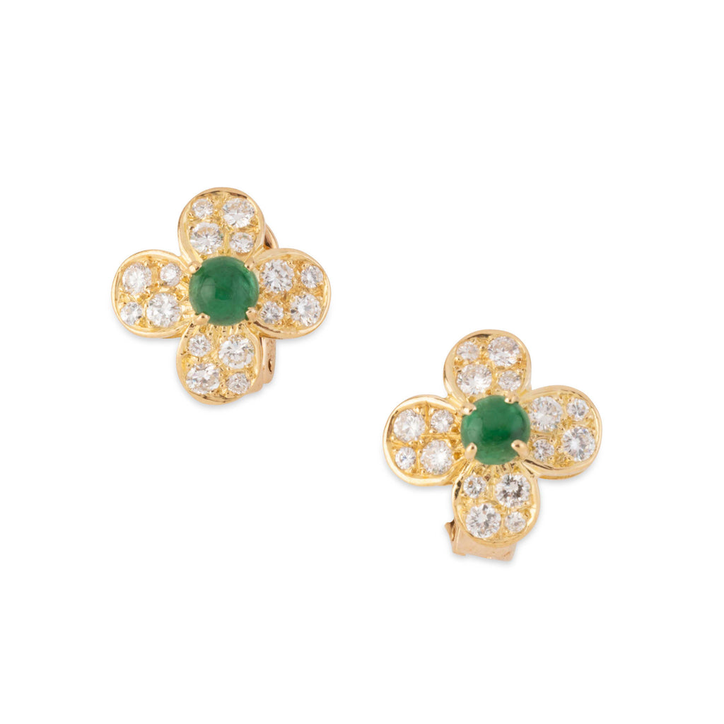 Boucles d'oreilles "Fleurette" Van Clef & Arpels en émeraude et diamants