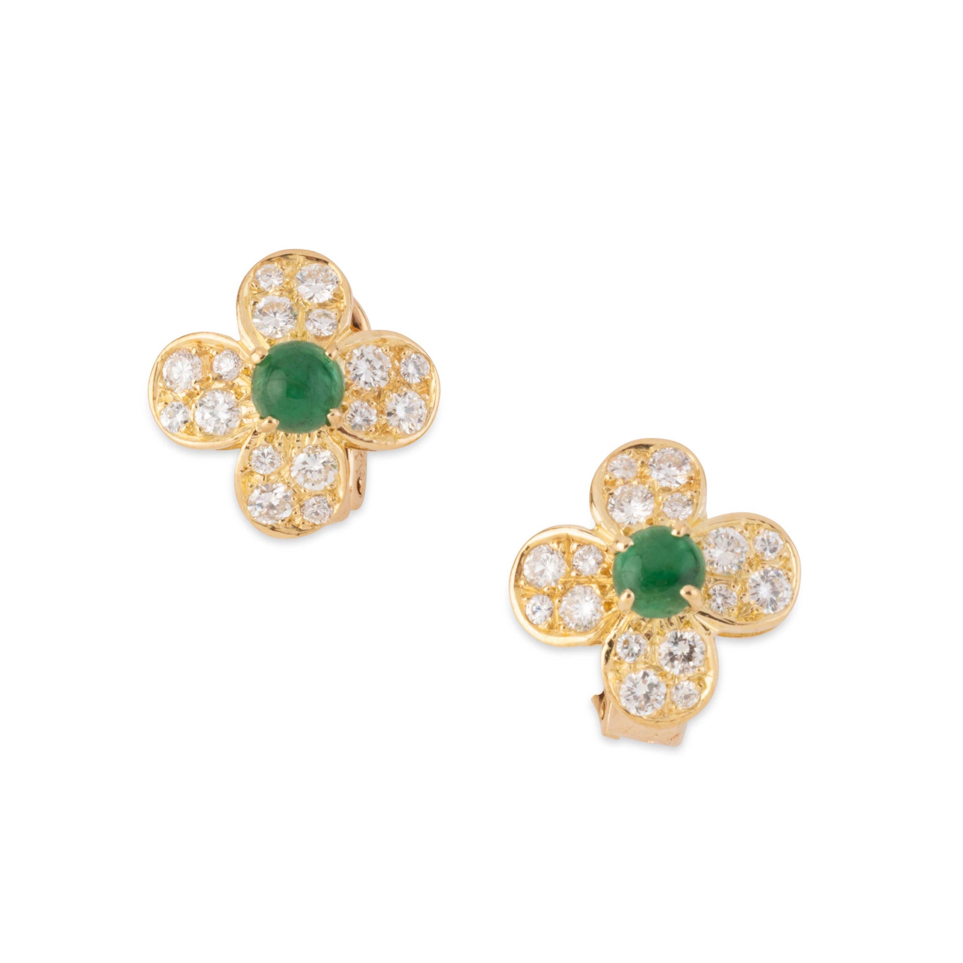 Boucles d'oreilles "Fleurette" Van Clef & Arpels en émeraude et diamants
