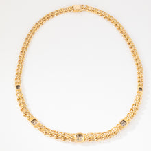 Charger l'image dans la galerie, Collier or jaune maille gourmette intercalé de maillon en  diamant
