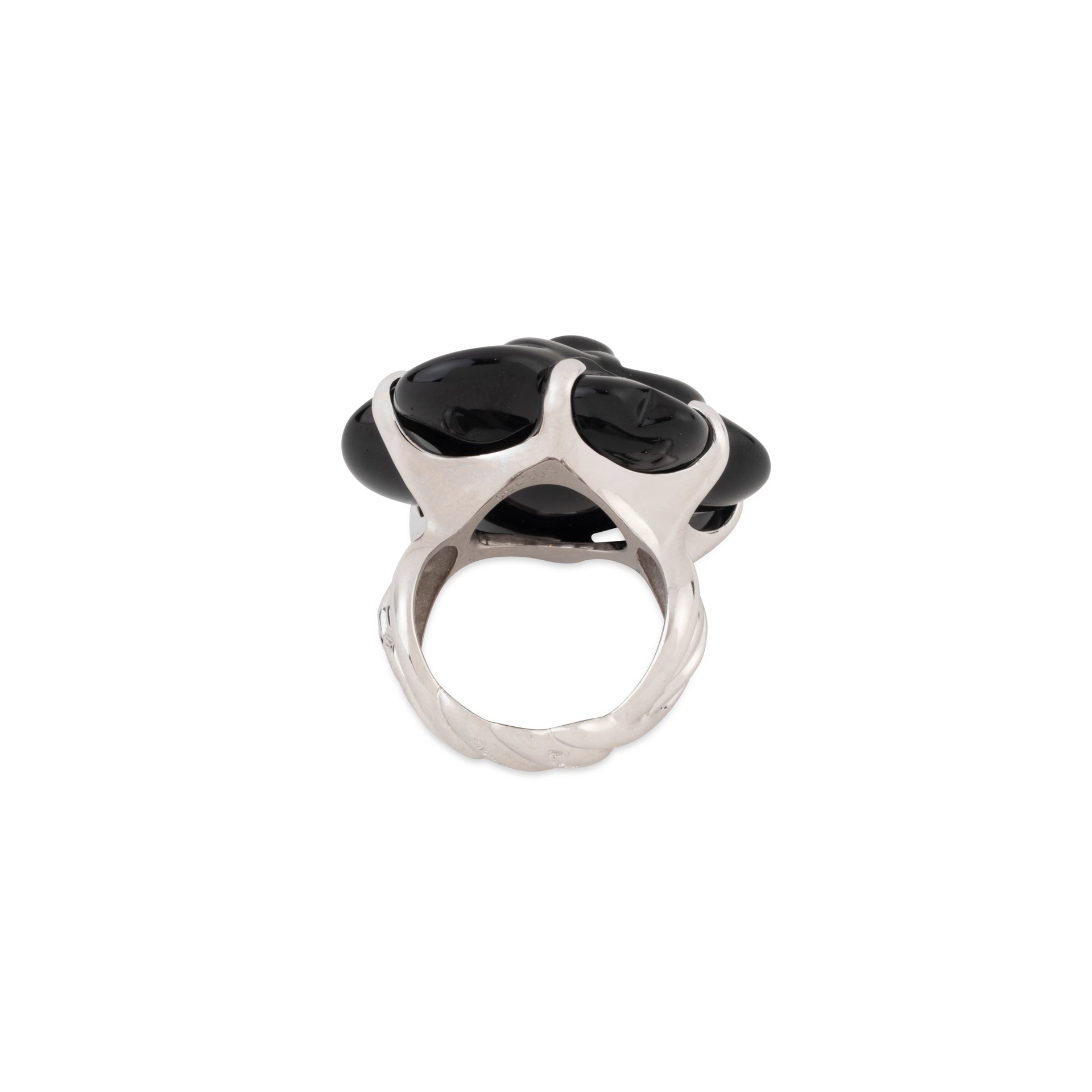 Bague Chanel or gris Camelia Onyx