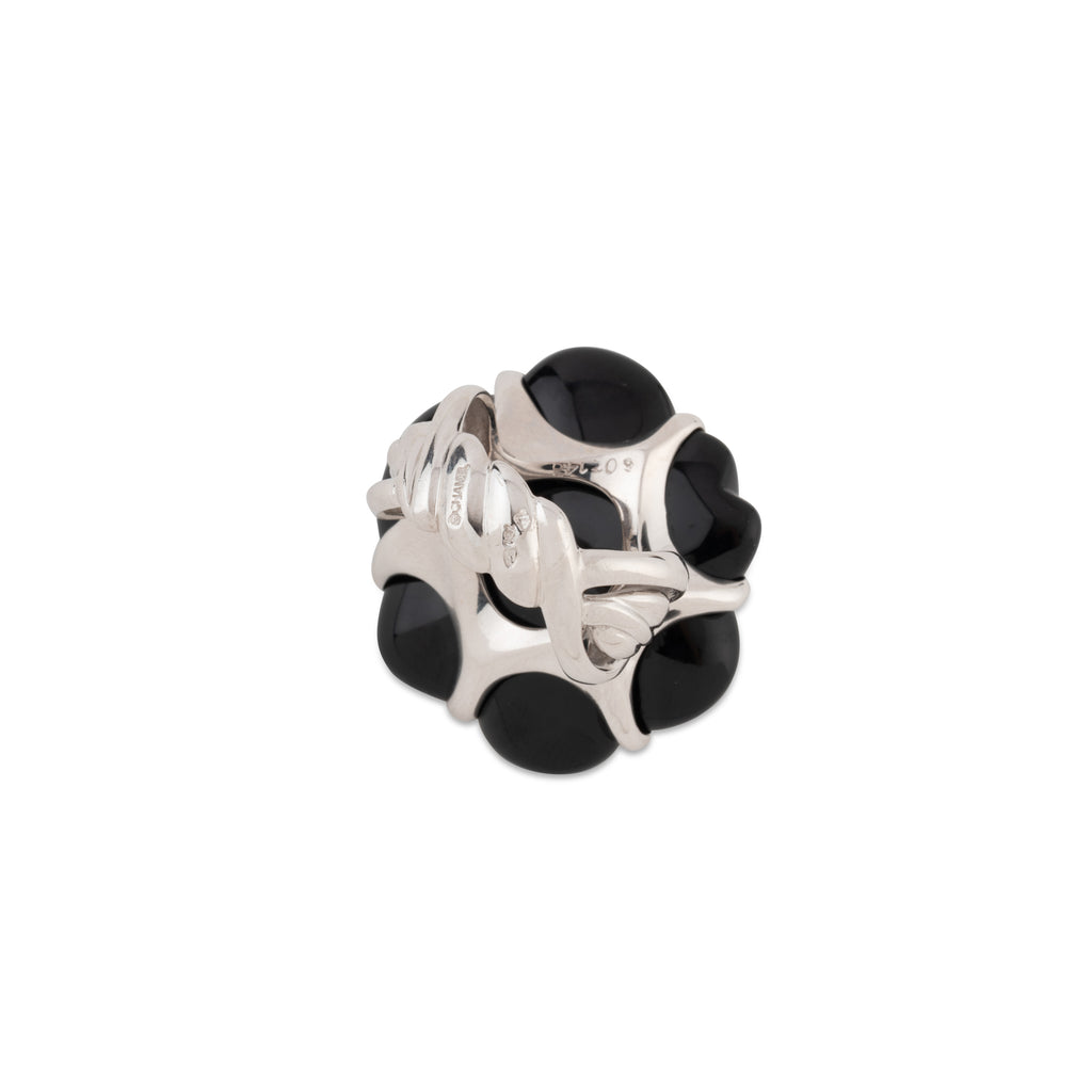 Bague Chanel or gris Camelia Onyx