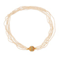 Collier multirang en perles fines, fermoir or jaune et turquoise