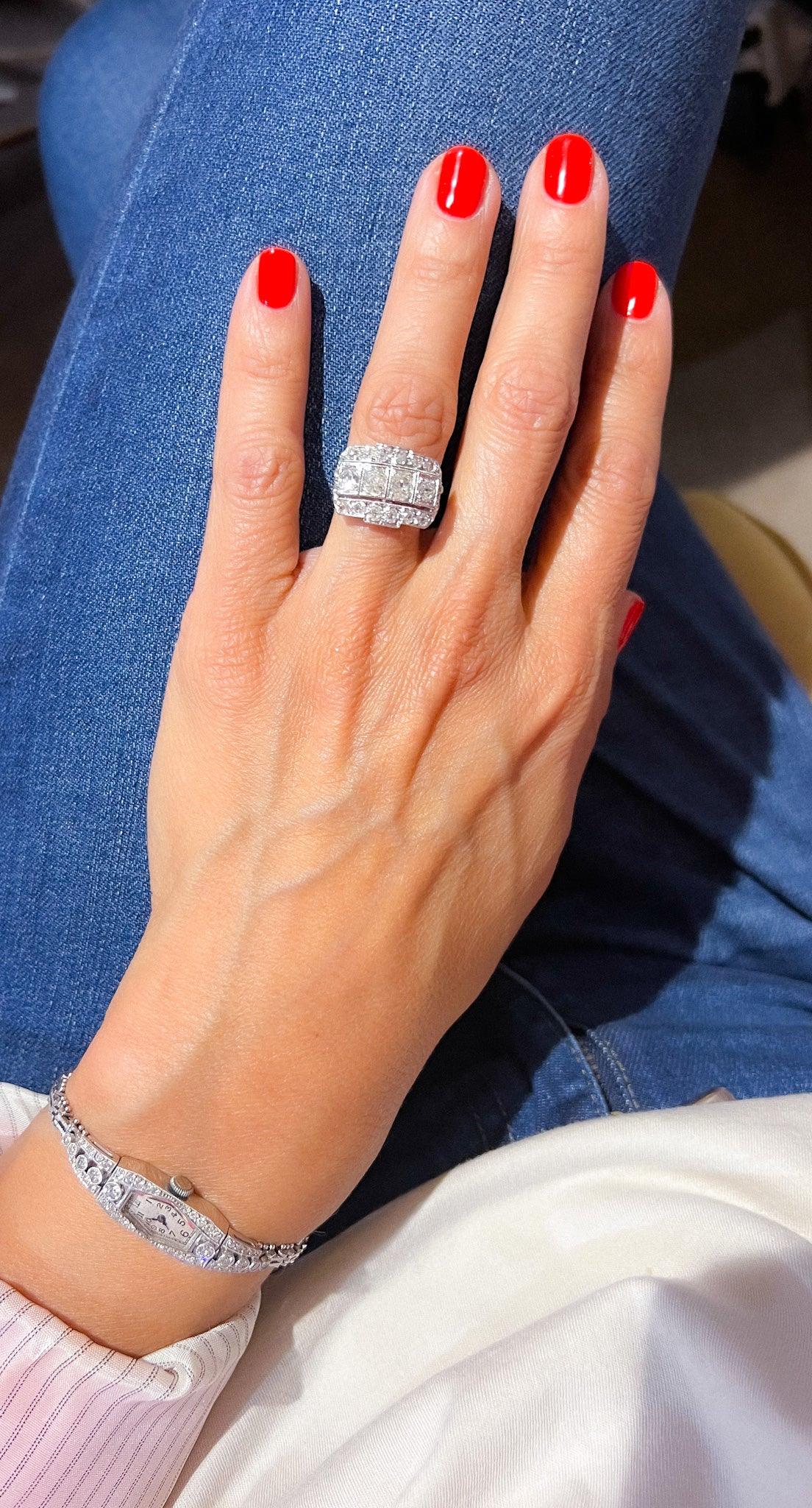 Platinum and diamond garter ring
