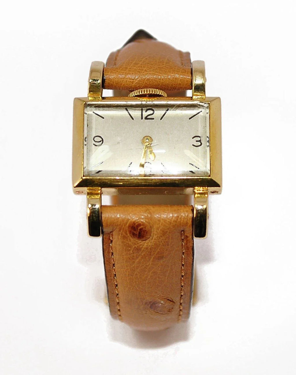 Montre rectangle or jaune 18kt mécanique datant vers 1950 - adalgyseboutique