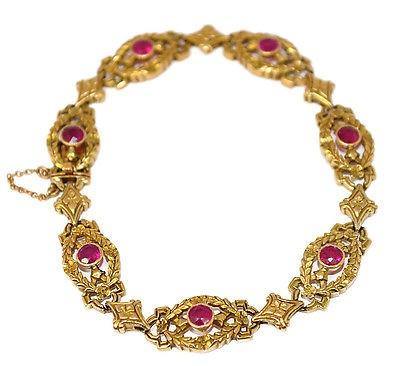 Bracelet 1900 or jaune 18K rubis de synthèse - adalgyseboutique