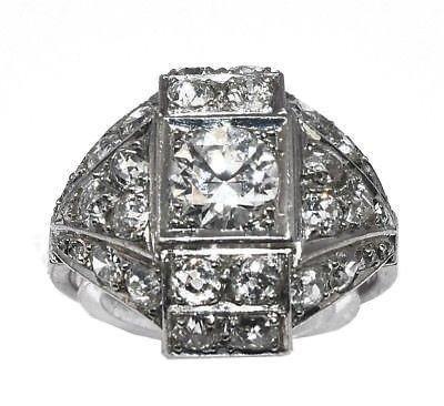 Bague des années 30 Art déco en platine - adalgyseboutique