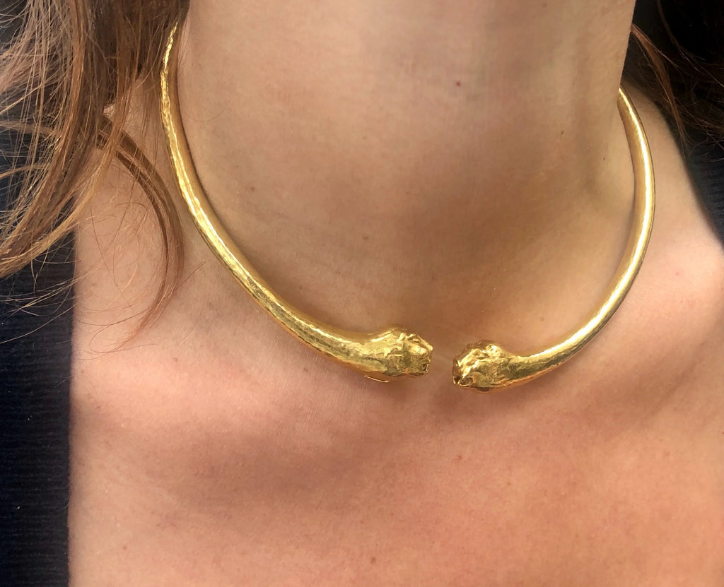 Zolotas hammered yellow gold torque necklace