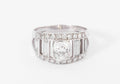 Diamond and platinum band ring