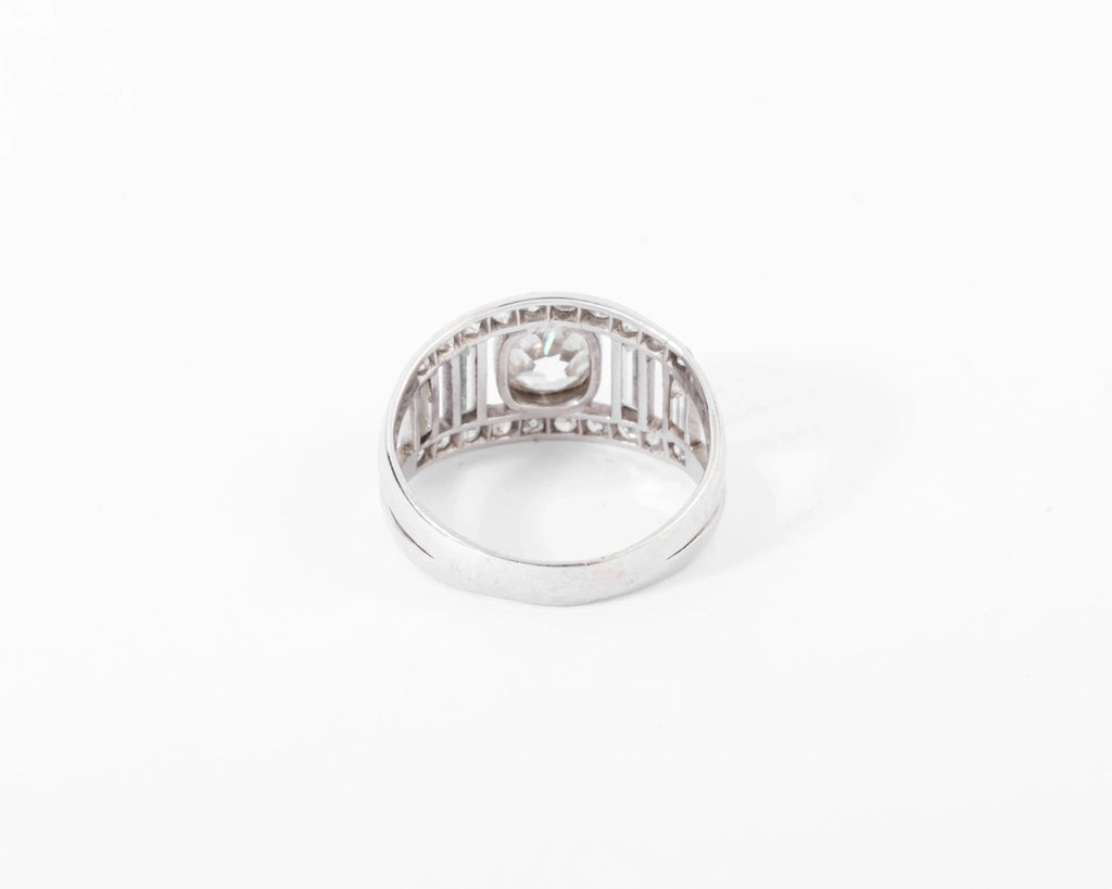 Diamond and platinum band ring