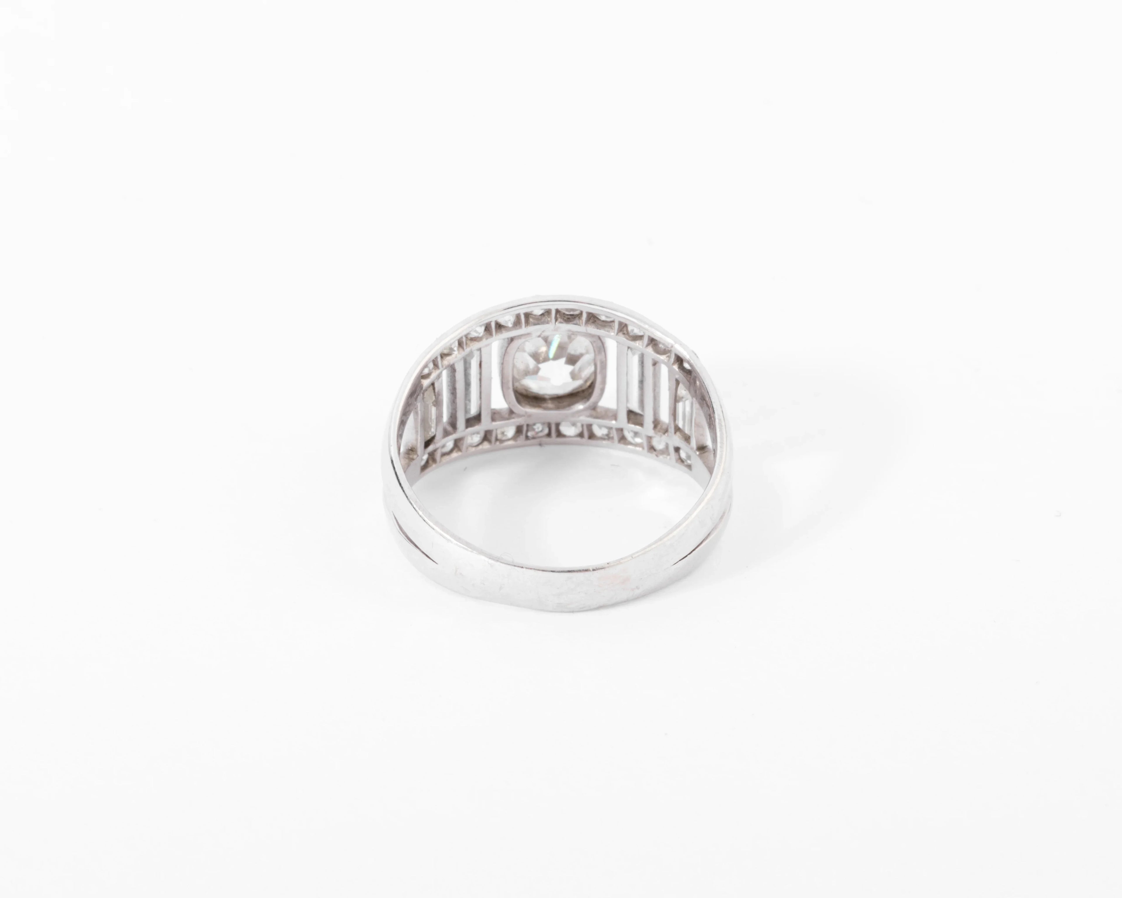 Diamond and platinum band ring