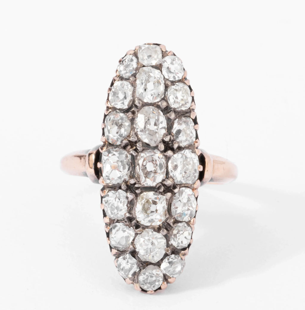 Napoleon III antique-cut diamond marquise ring