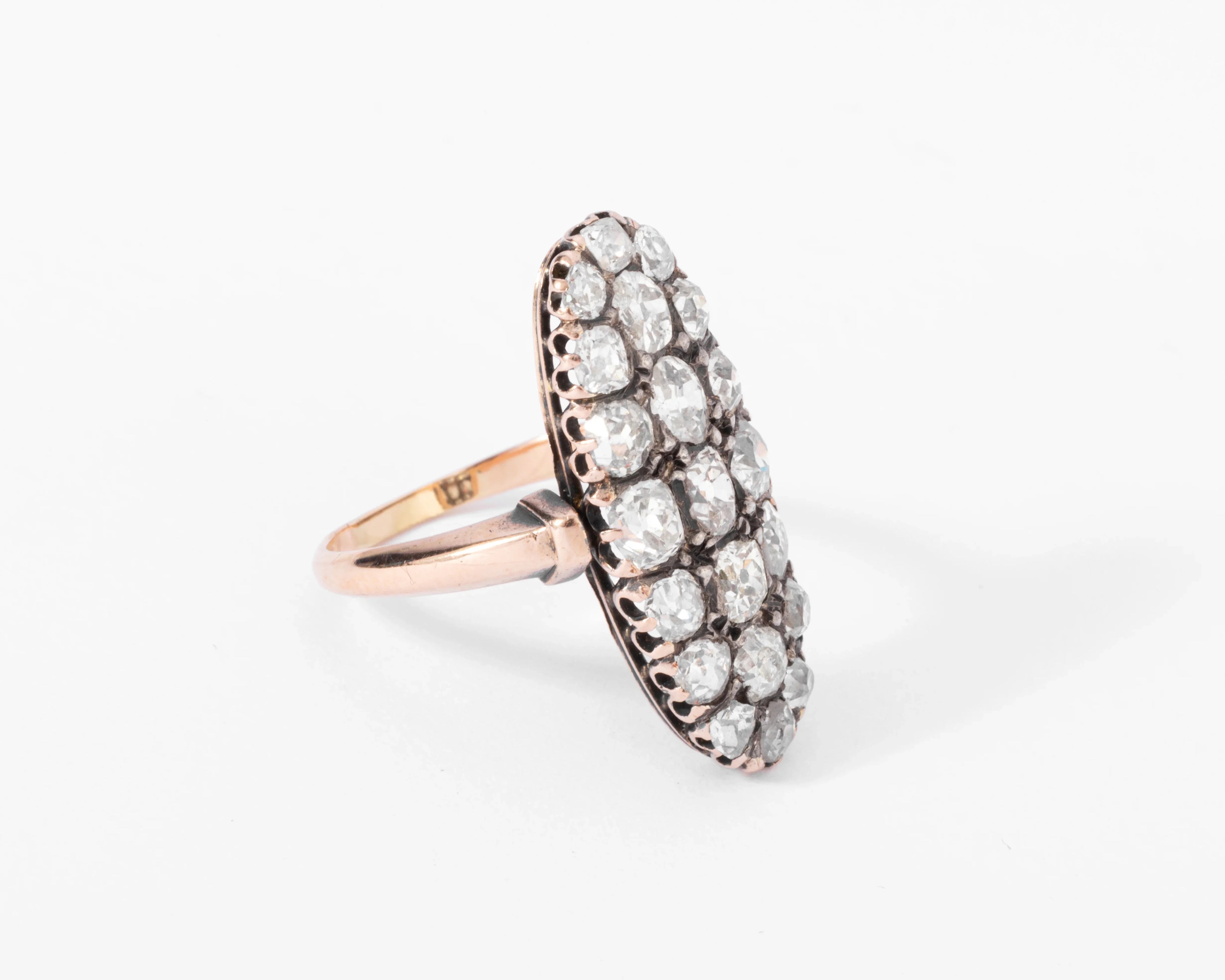 Napoleon III antique-cut diamond marquise ring