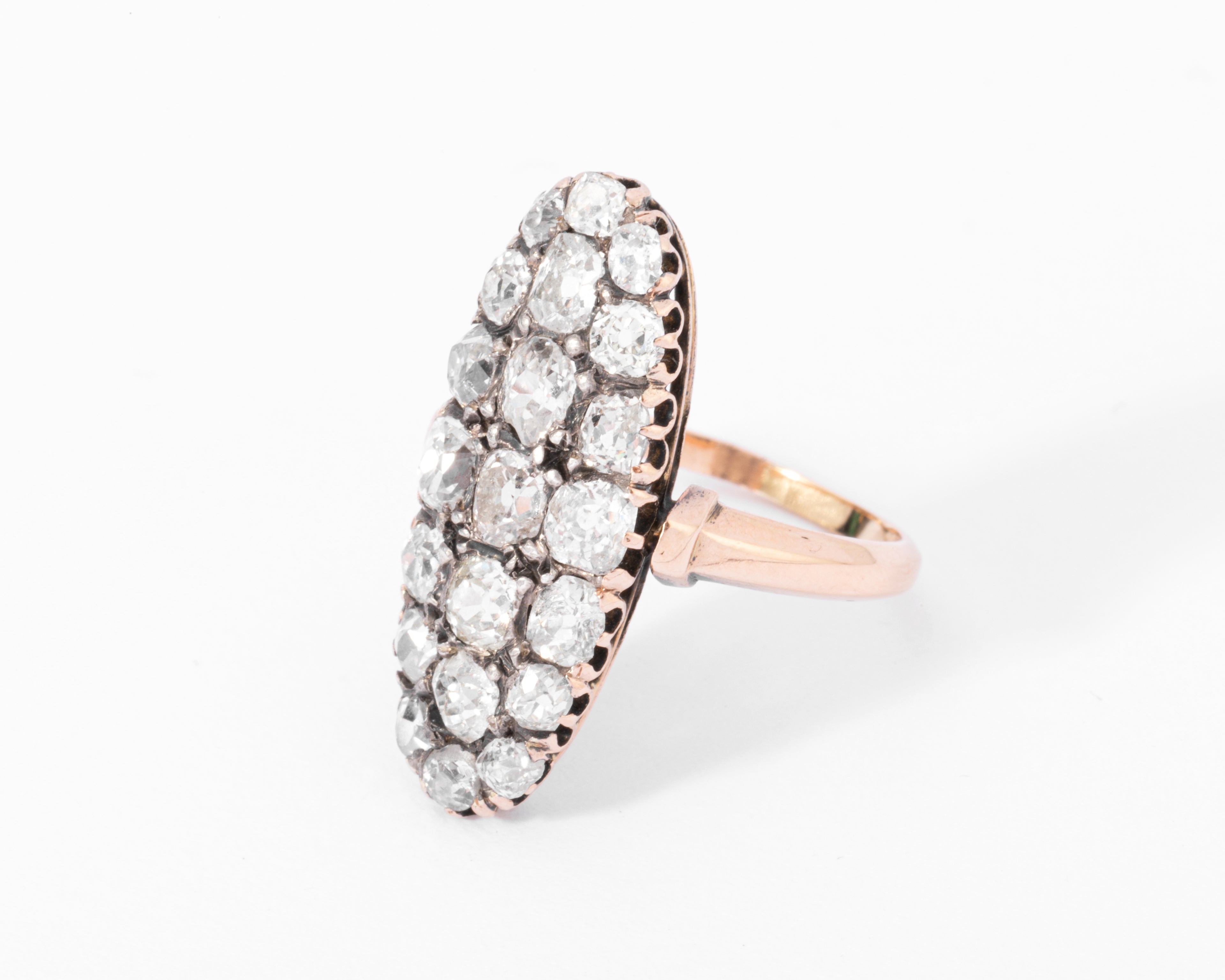 Napoleon III antique-cut diamond marquise ring