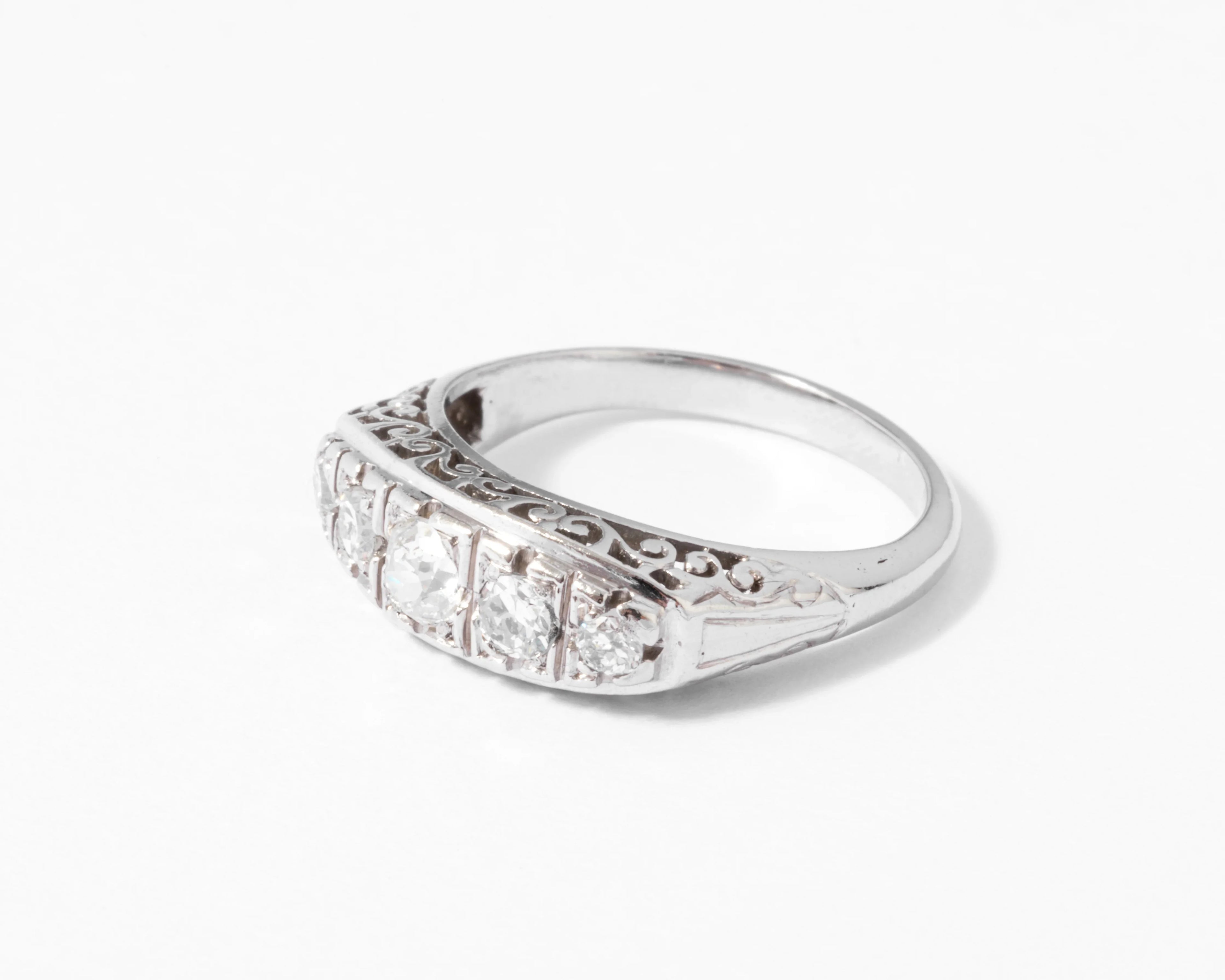 Platinum garter ring set with diamonds