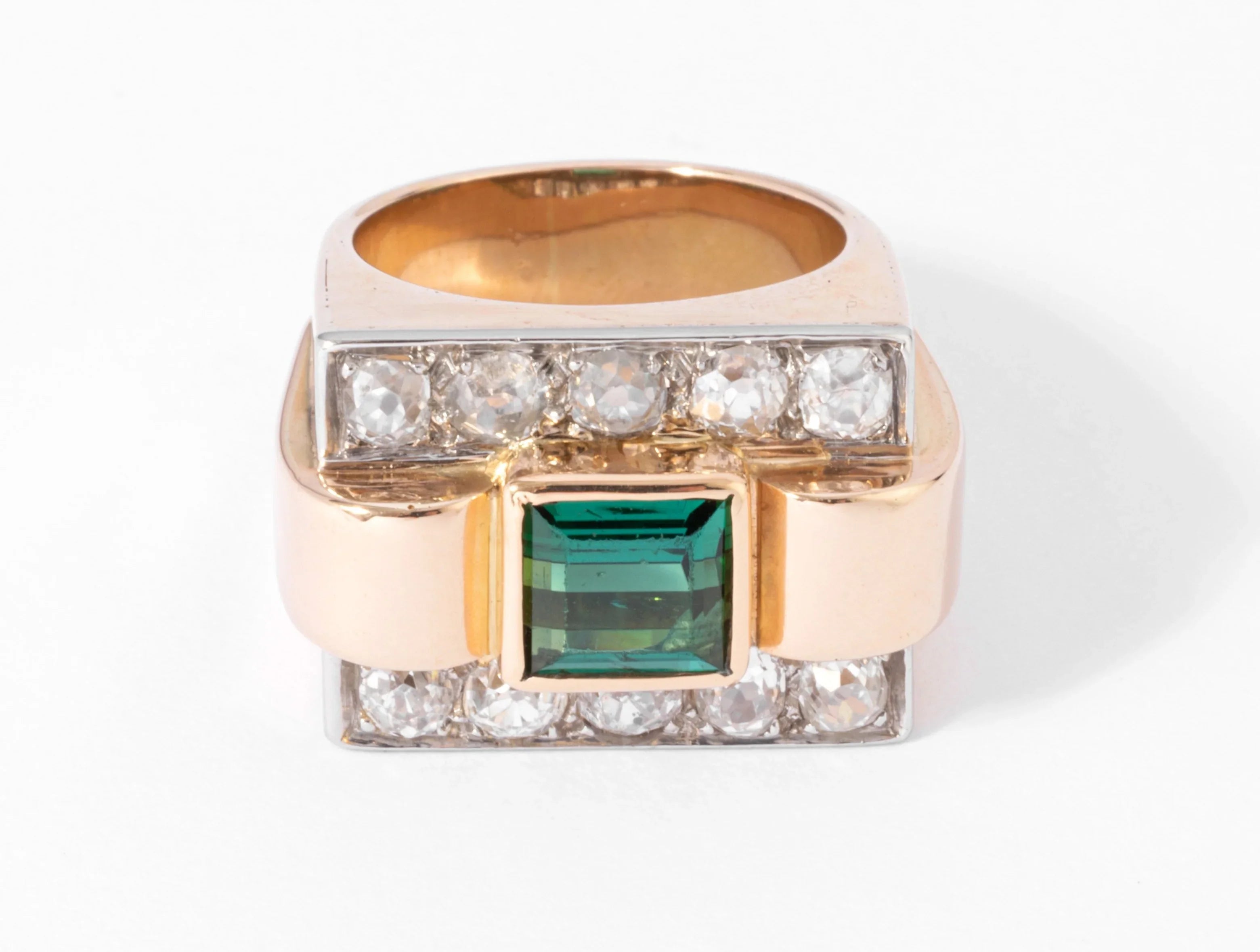 Tank Ring, Green Tourmaline