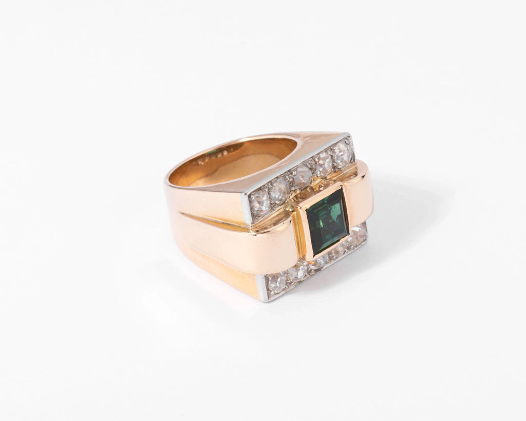 Tank Ring, Green Tourmaline