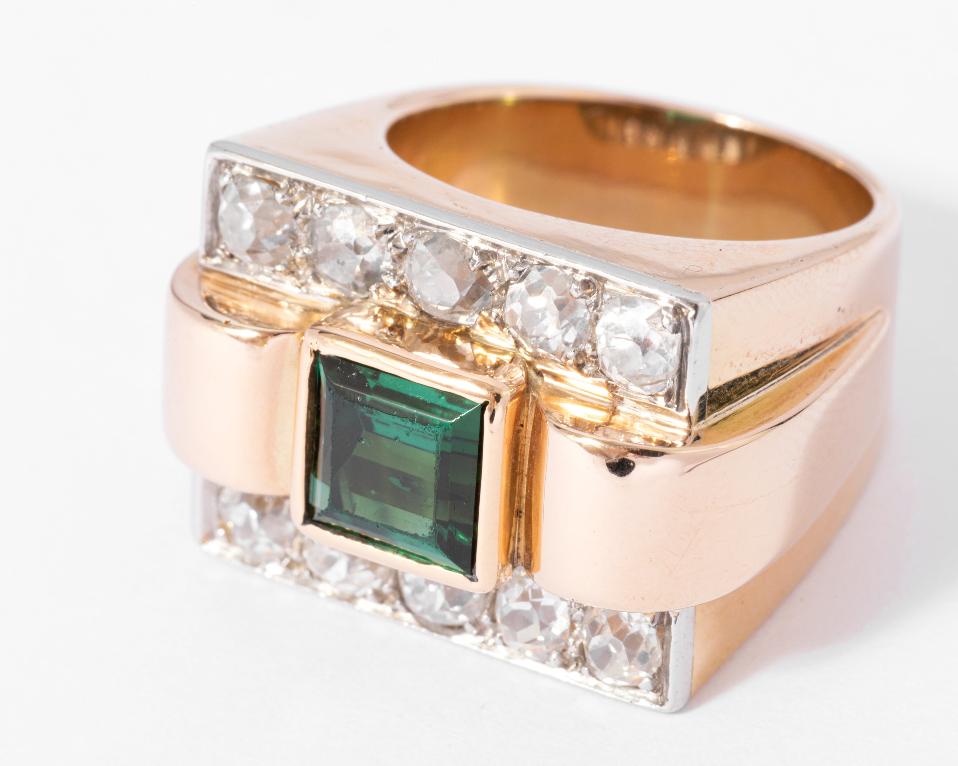 Tank Ring, Green Tourmaline