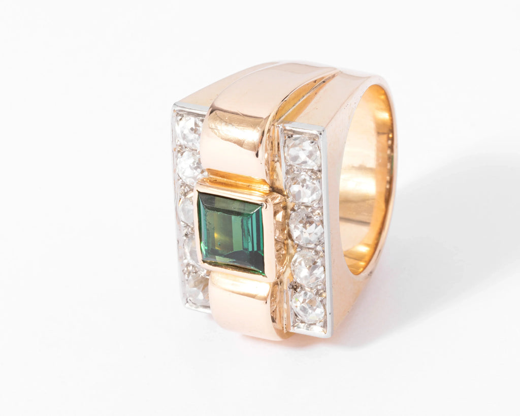 Tank Ring, Green Tourmaline