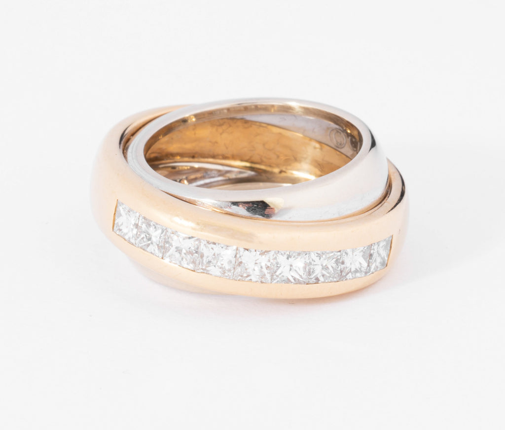 Cartier two-tone princess-cut diamond band ring