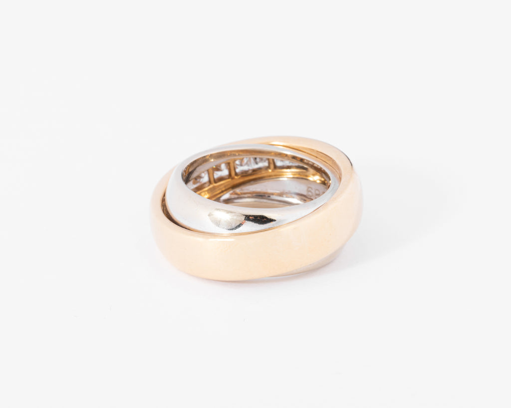 Cartier two-tone princess-cut diamond band ring