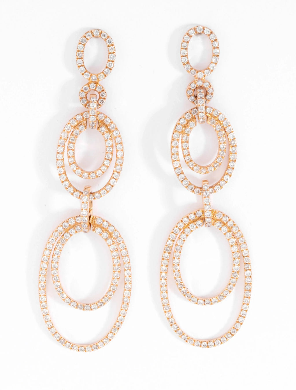 Boucles d'oreilles or rose multi anneaux en diamant