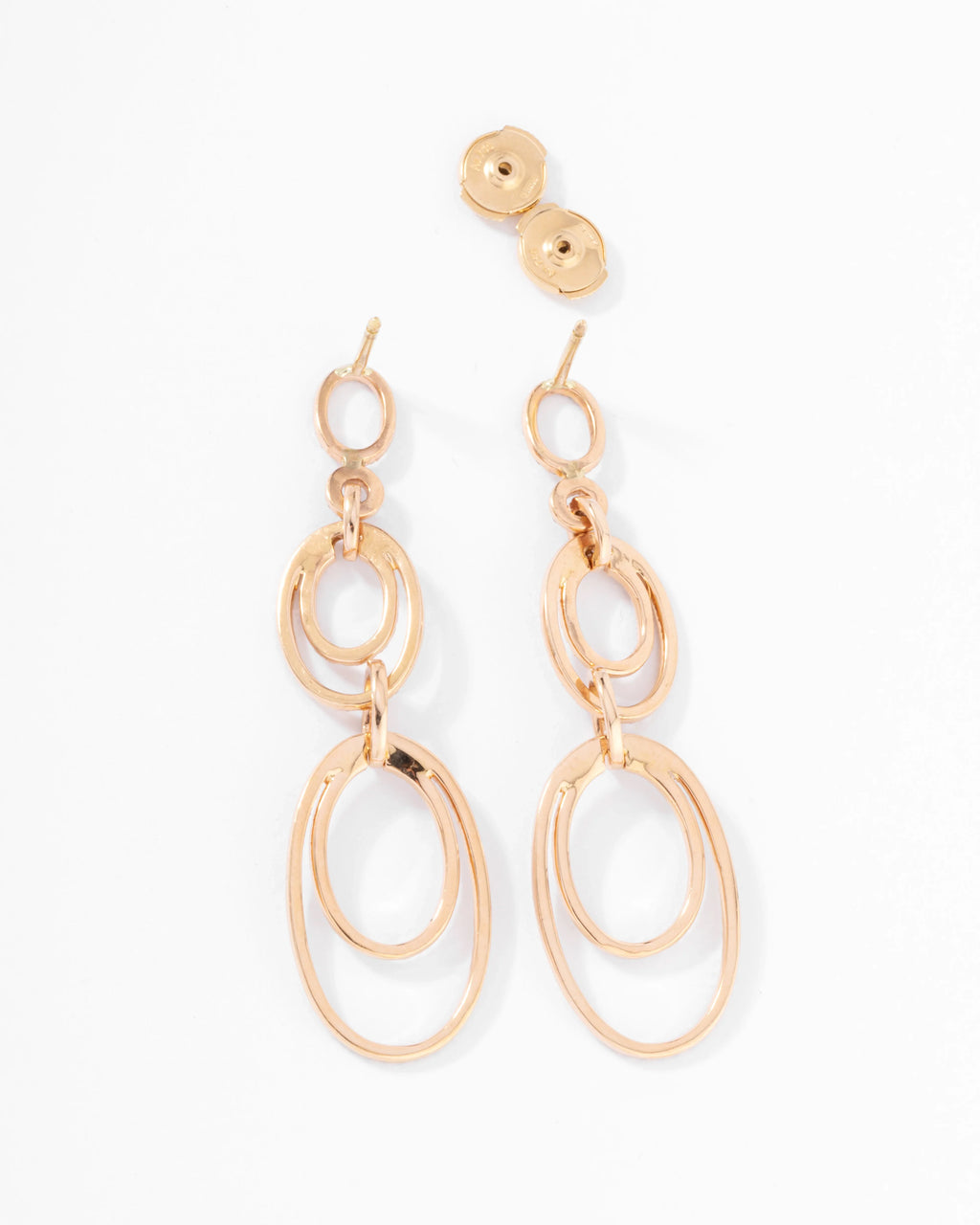 Boucles d'oreilles or rose multi anneaux en diamant