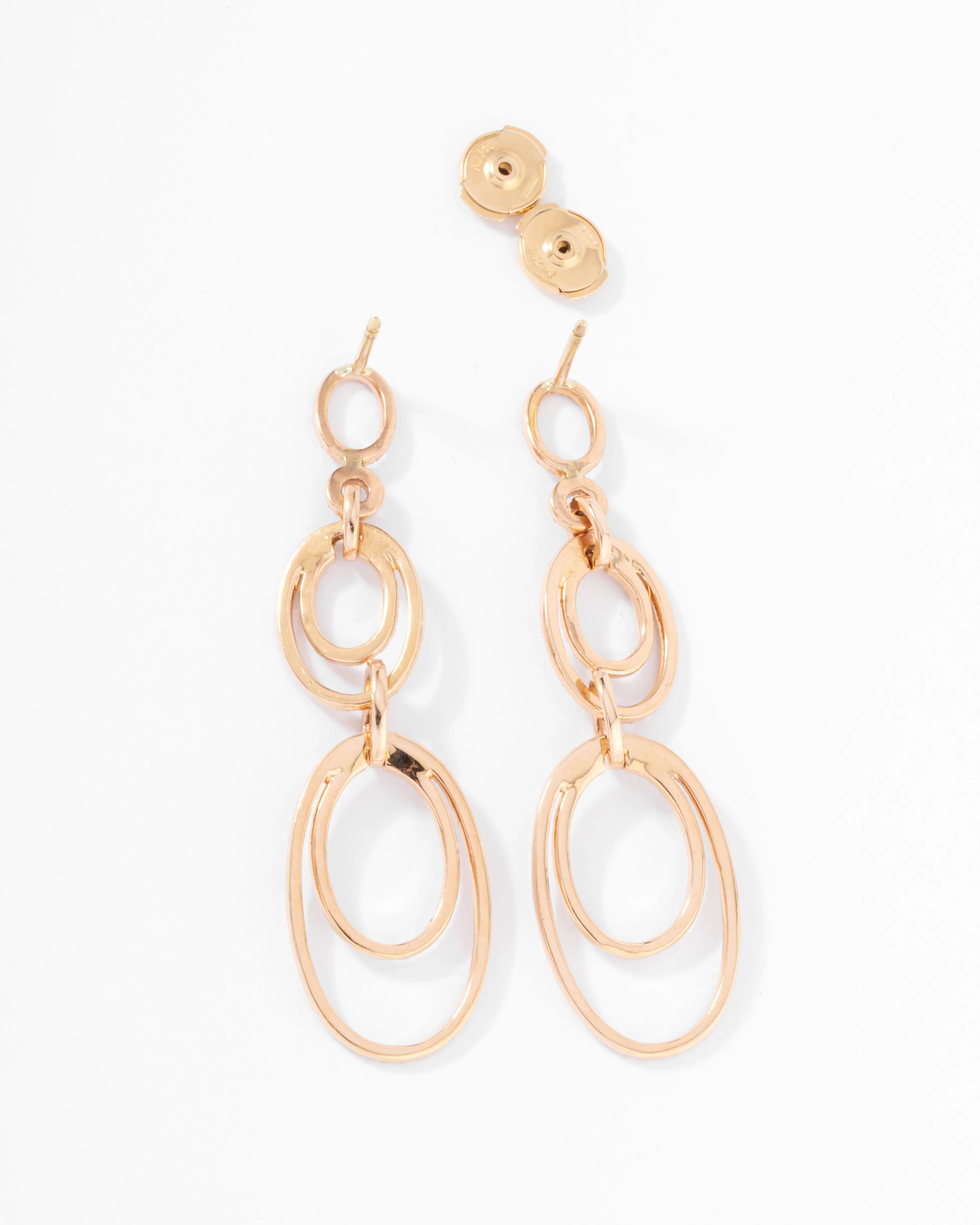 Boucles d'oreilles or rose multi anneaux en diamant
