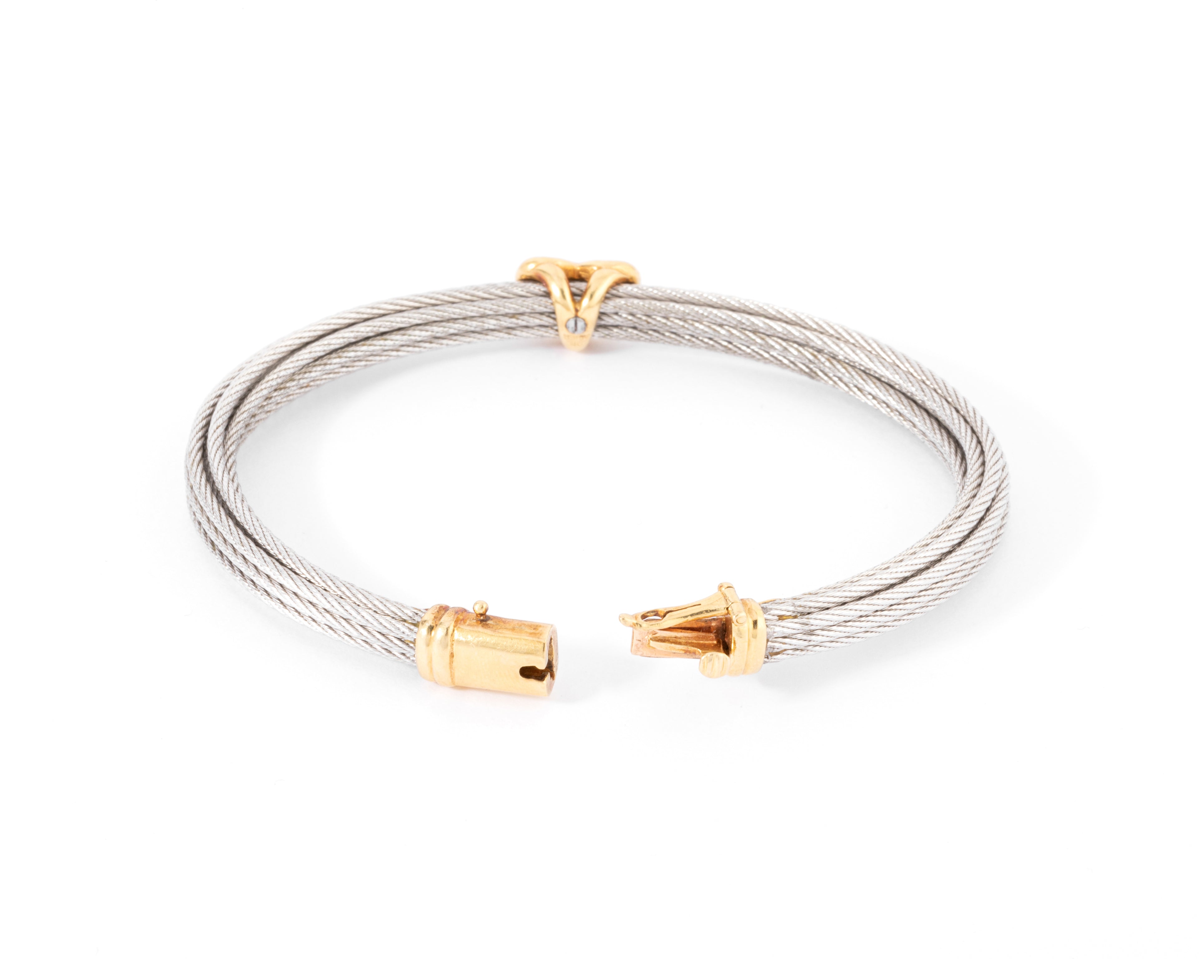 Bracelet acier ,or et diamants de la maison Fred modèle force 10