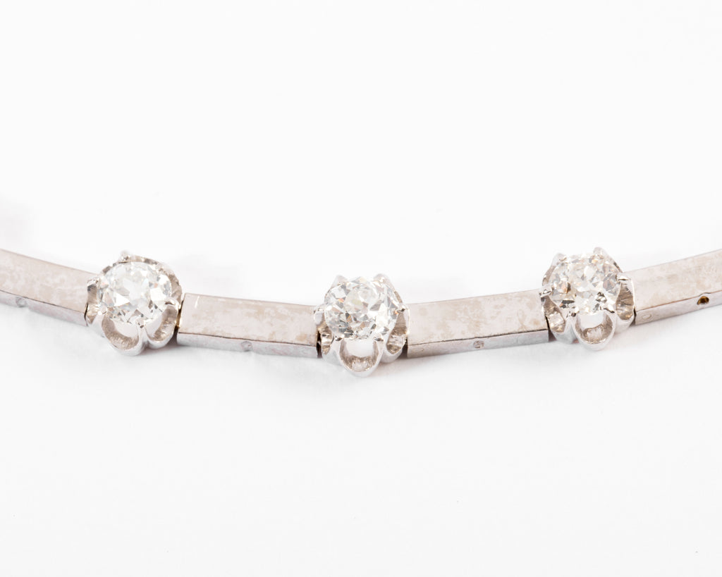 1960s white gold and diamond necklace