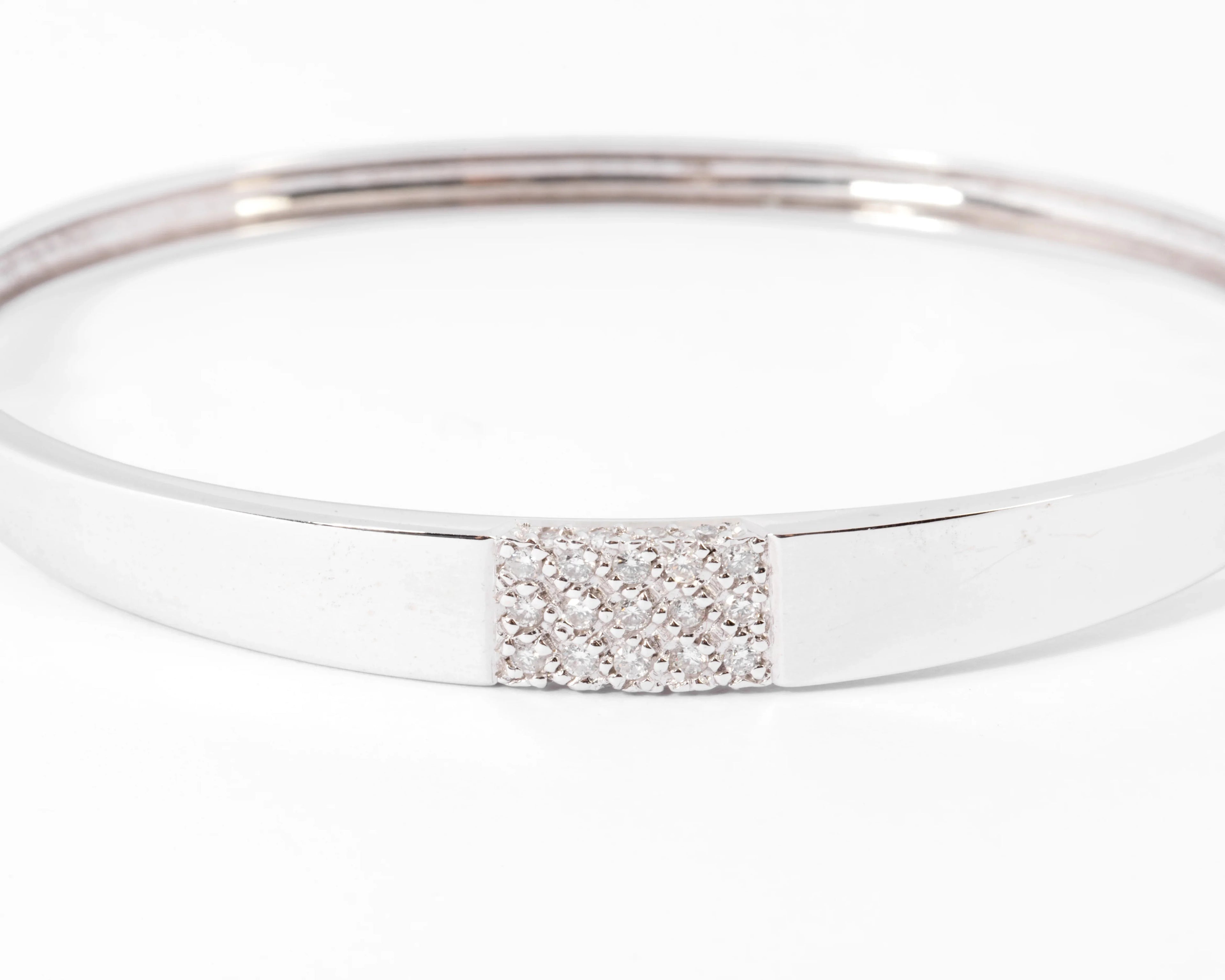 Bracelet jonc or gris et diamant