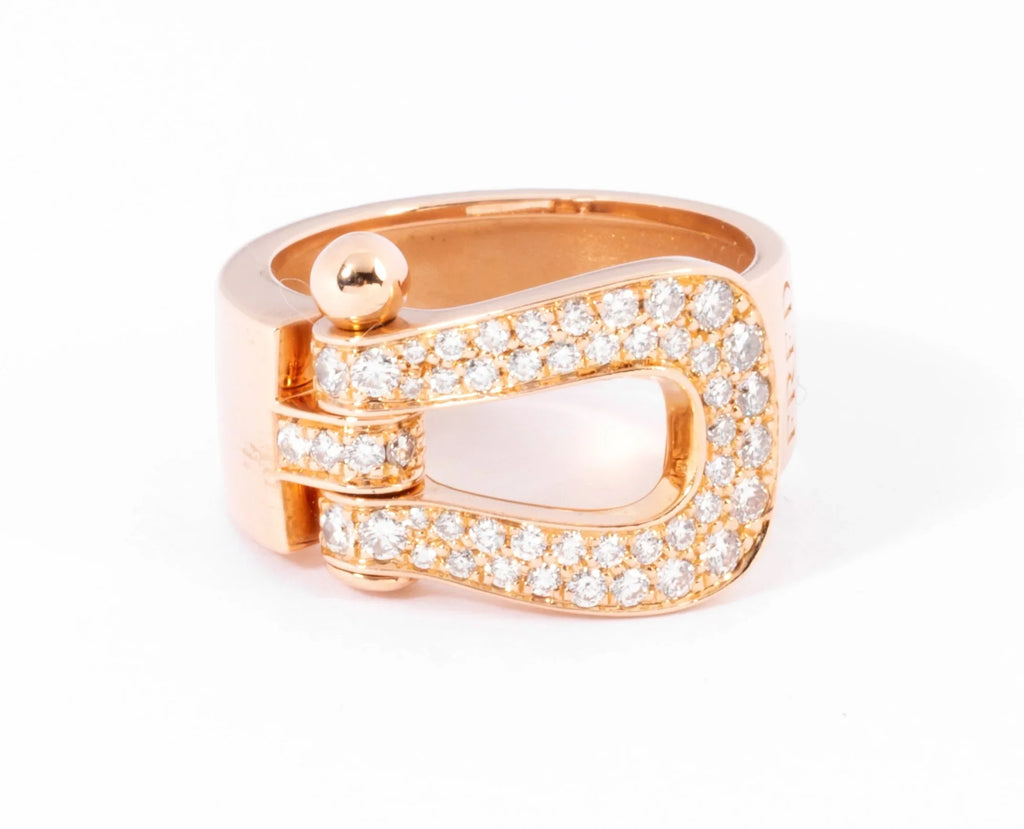 Fred Force 10 rose gold ring, pavé with diamonds