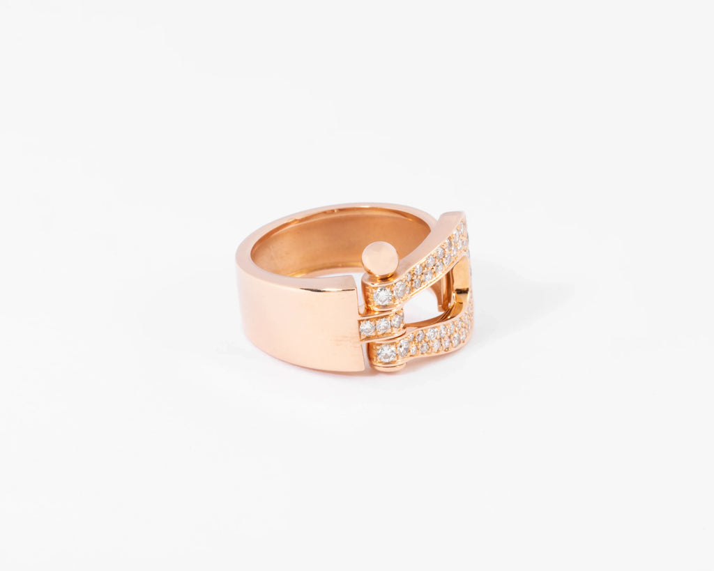 Fred Force 10 rose gold ring, pavé with diamonds