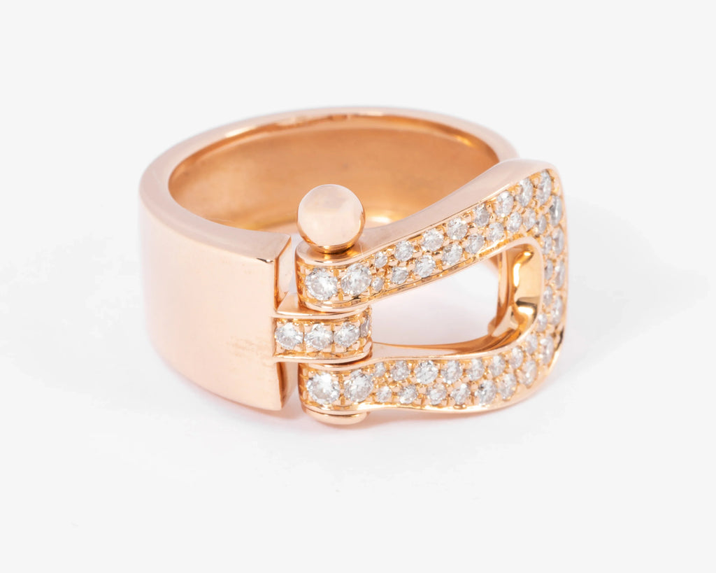 Fred Force 10 rose gold ring, pavé with diamonds
