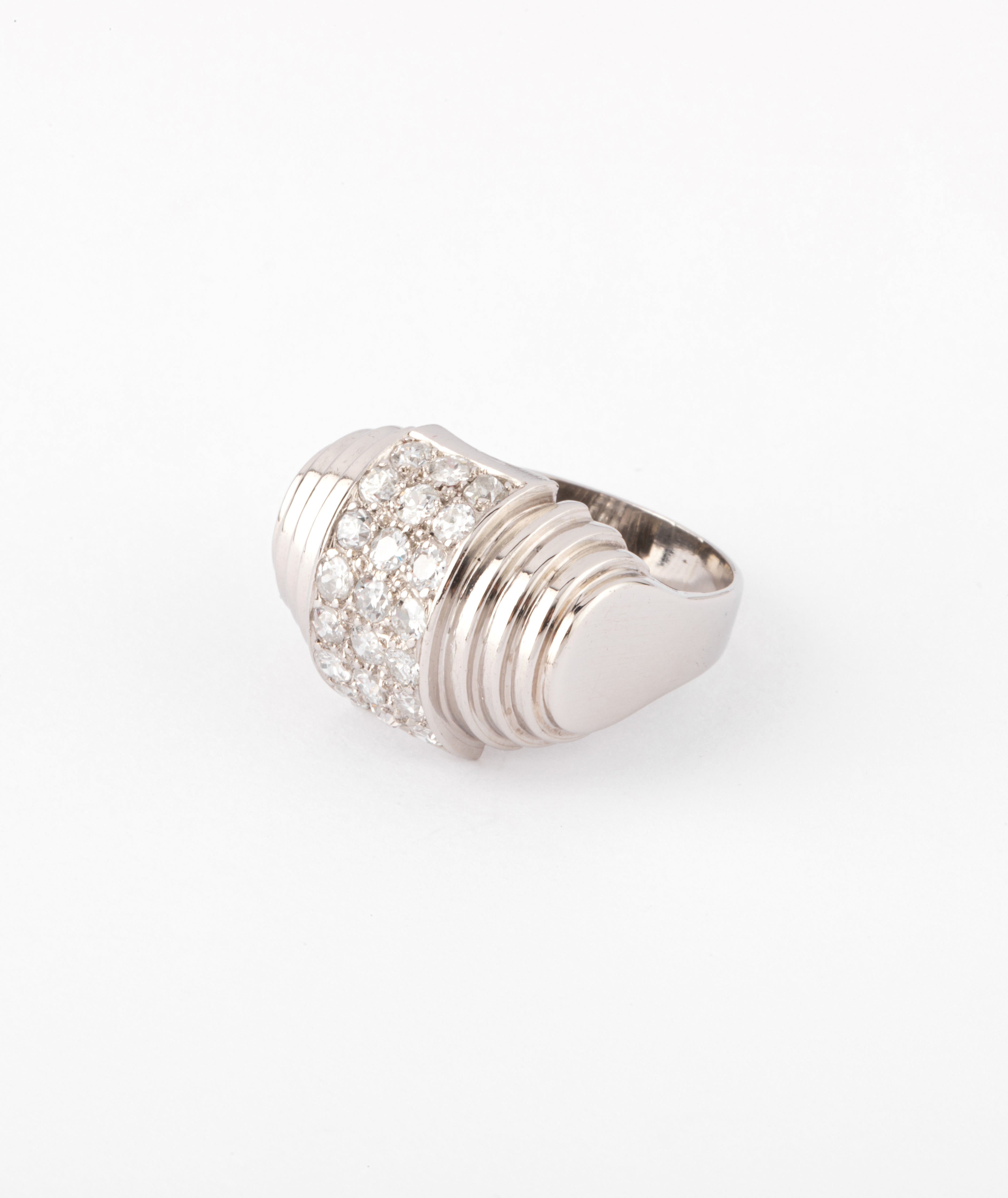 Platinum and tiered diamond ring