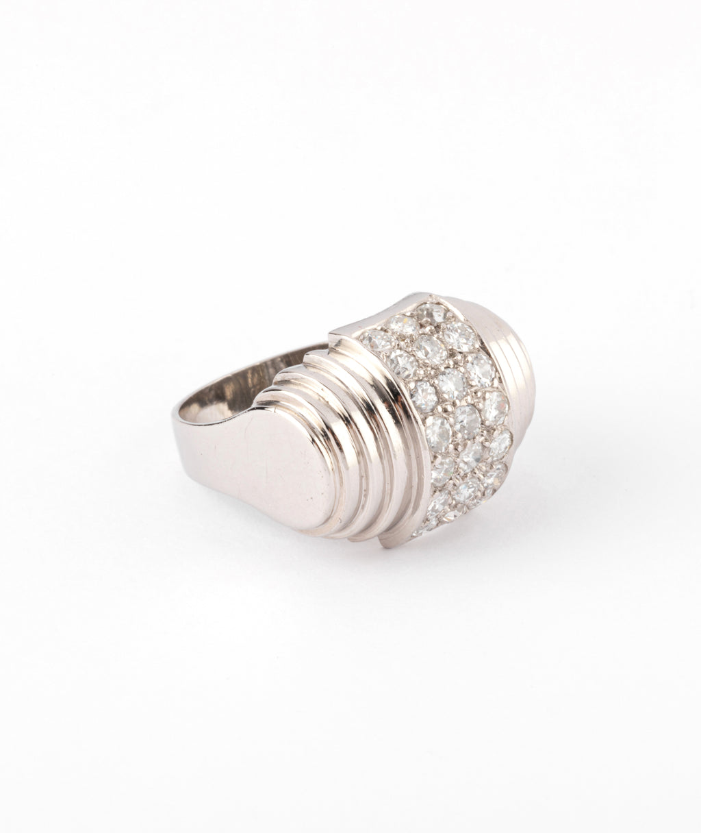 Platinum and tiered diamond ring