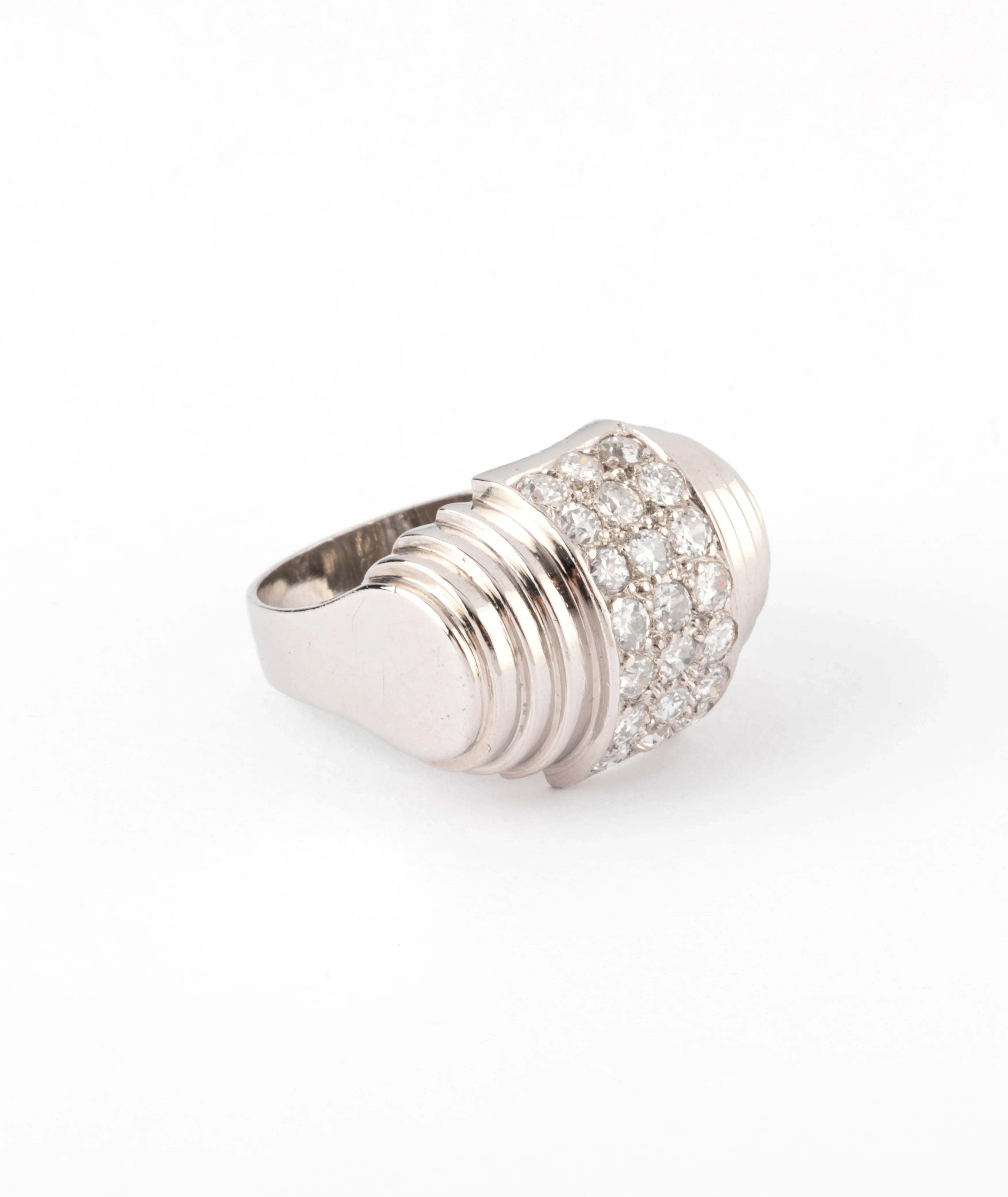 Platinum and tiered diamond ring
