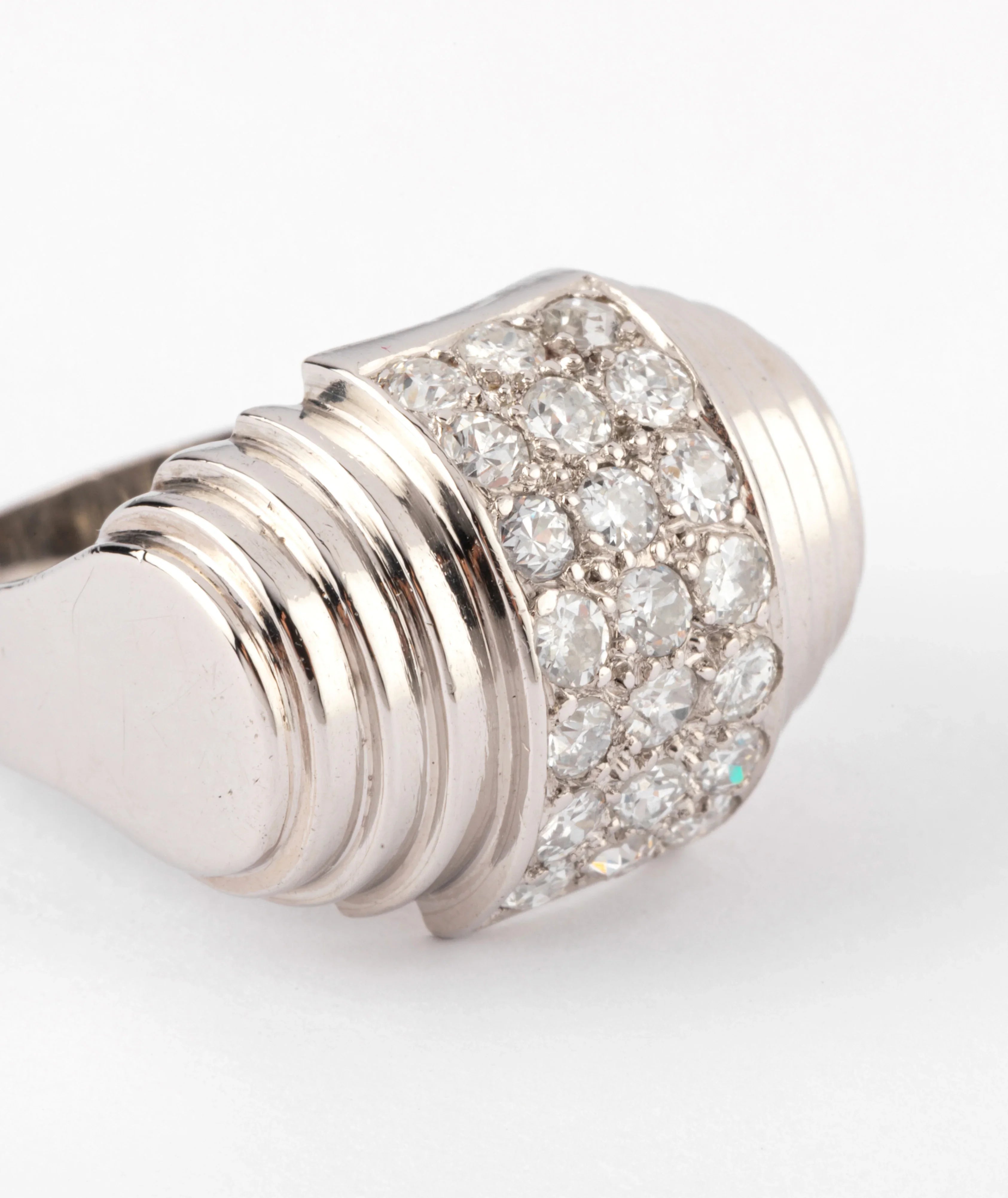 Platinum and tiered diamond ring
