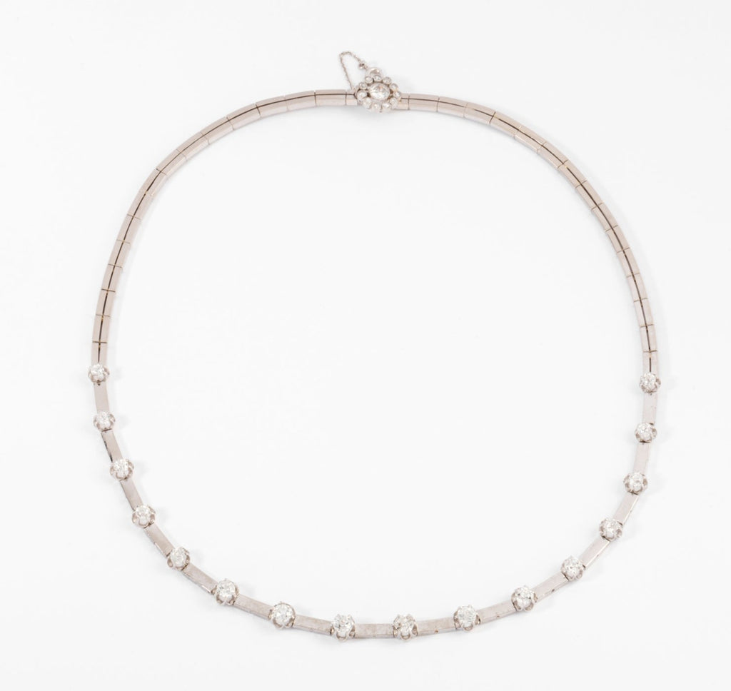 1960s white gold and diamond necklace