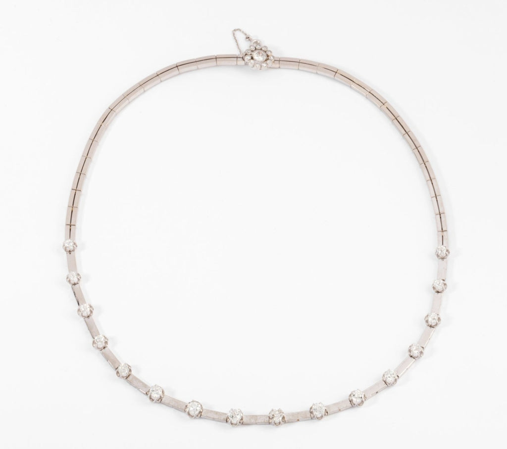 1960s white gold and diamond necklace