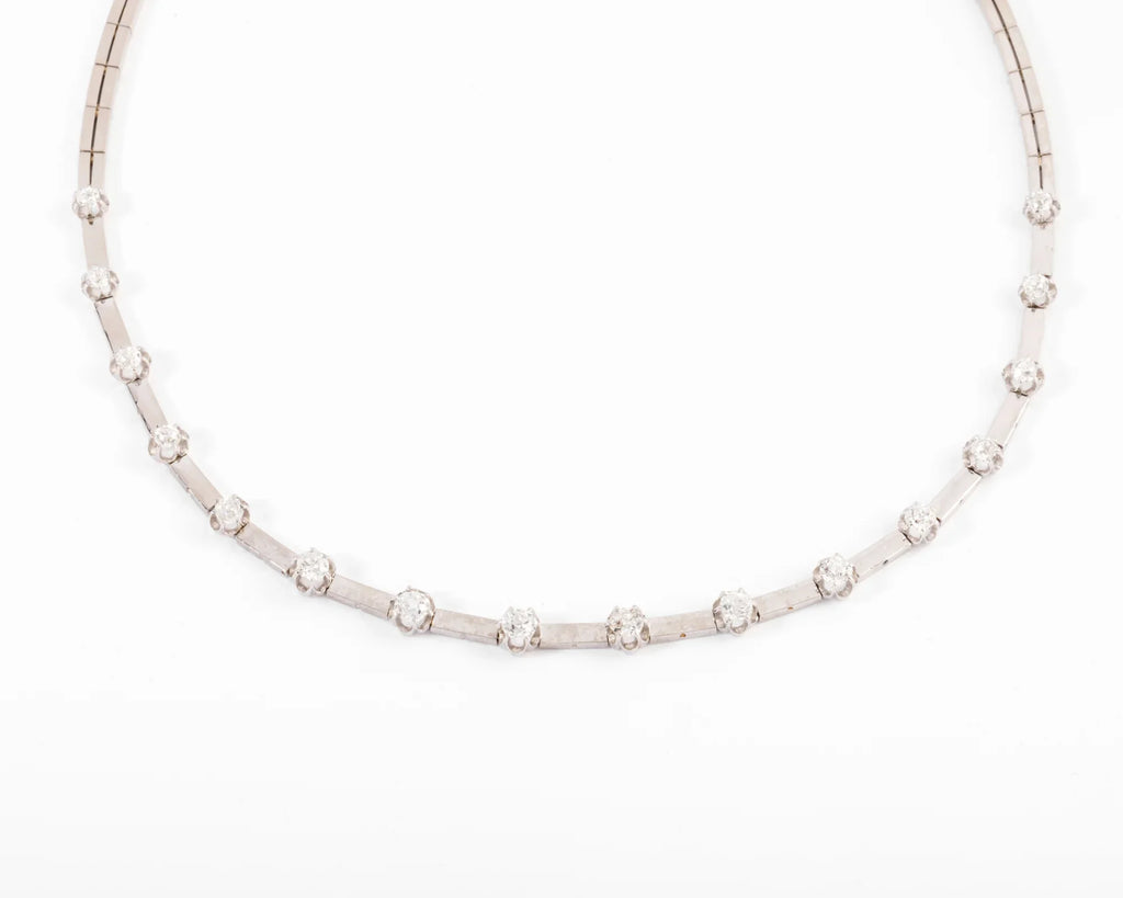 1960s white gold and diamond necklace