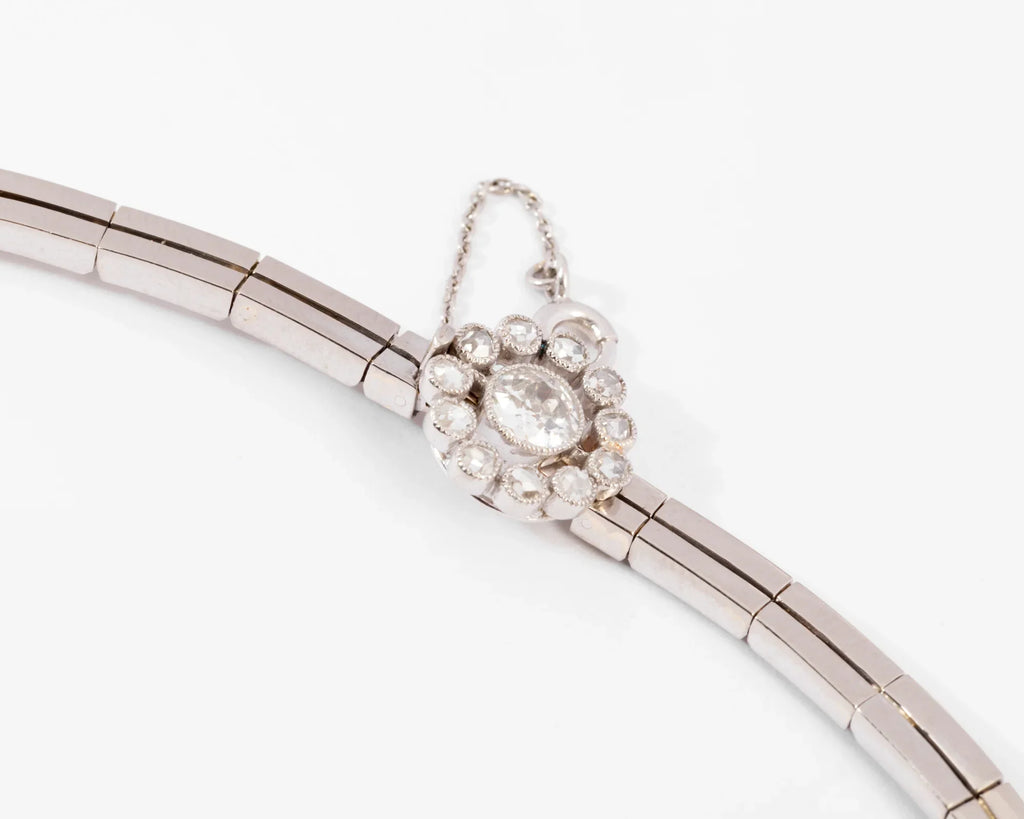 1960s white gold and diamond necklace