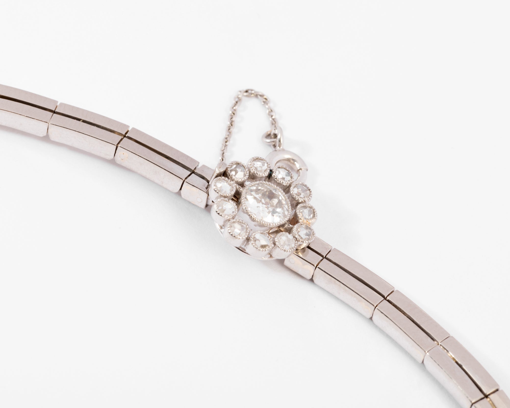 1960s white gold and diamond necklace
