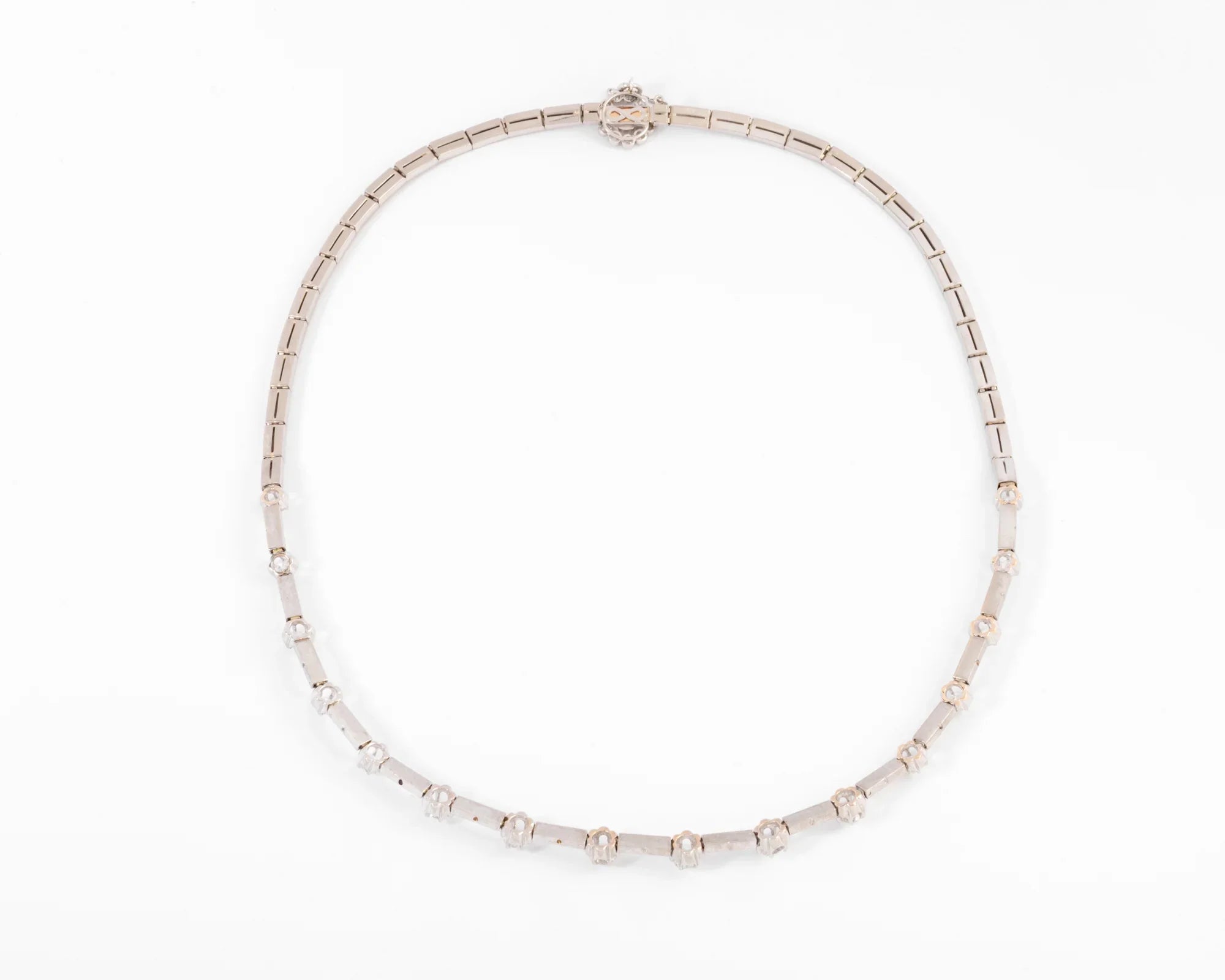 1960s white gold and diamond necklace