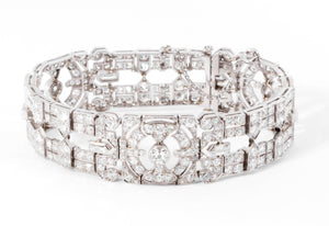 Bracelet Art Déco en platine entièrement pavé de diamant