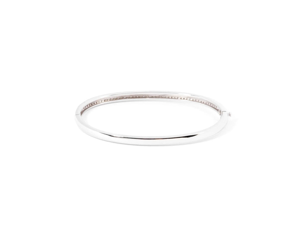 Rigid white gold diamond-set hinged bracelet