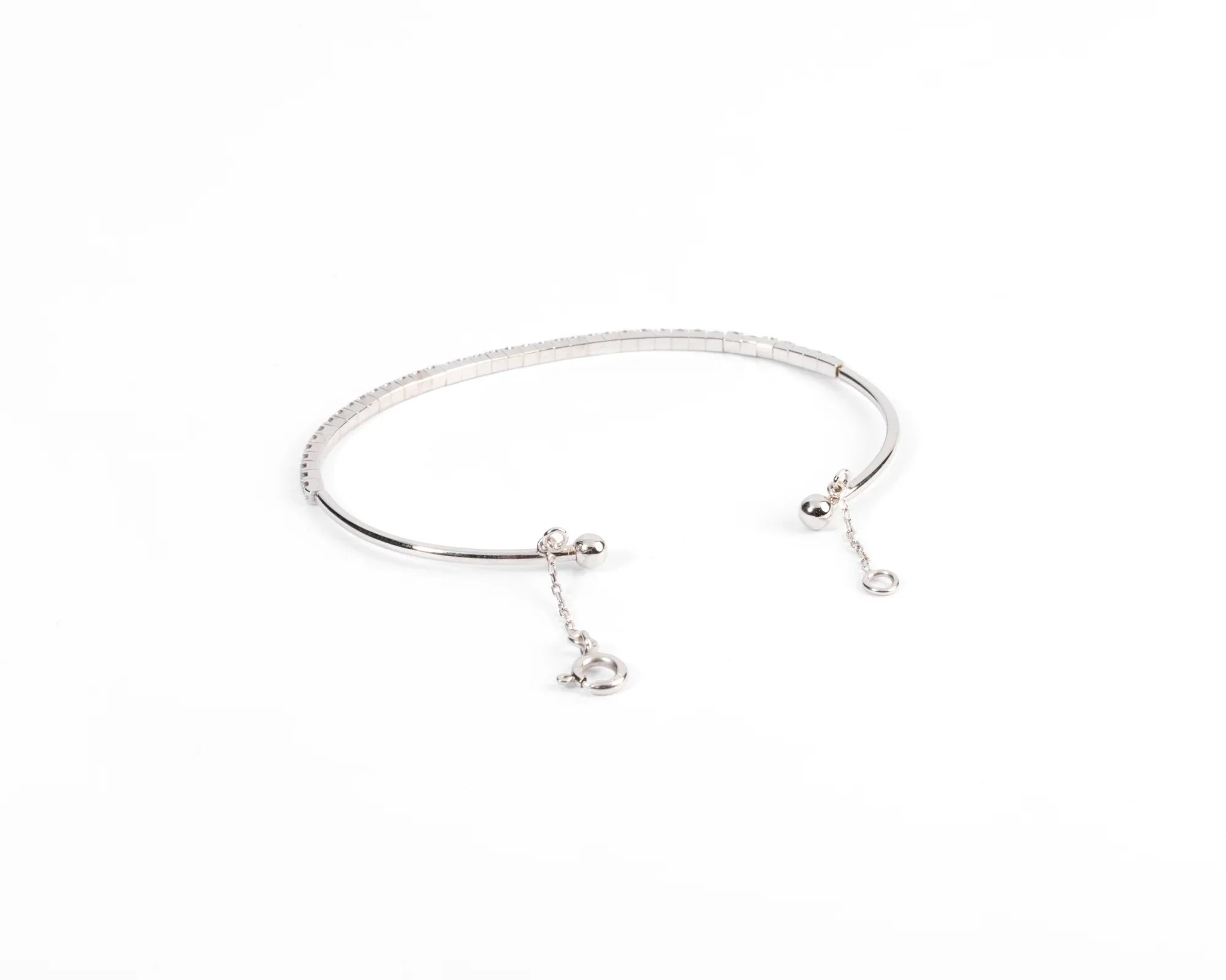 Bracelet demi jonc or gris et diamant sur le dessus