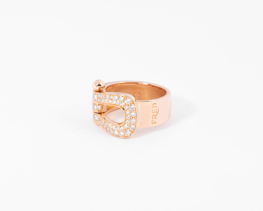 Fred Force 10 rose gold ring, pavé with diamonds