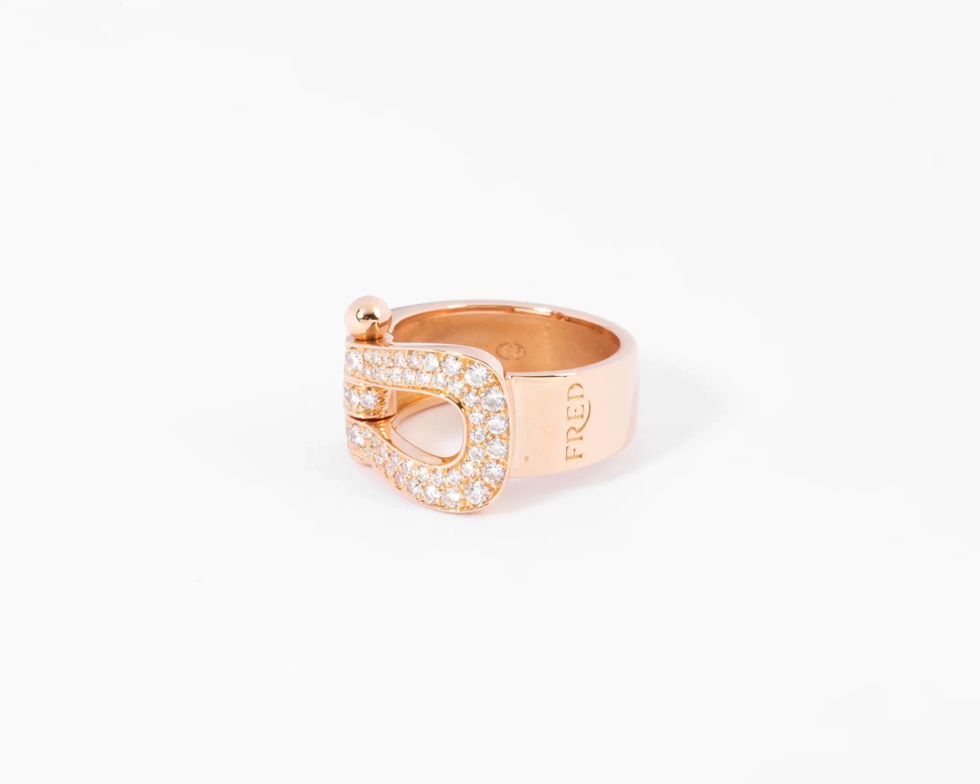Fred Force 10 rose gold ring, pavé with diamonds