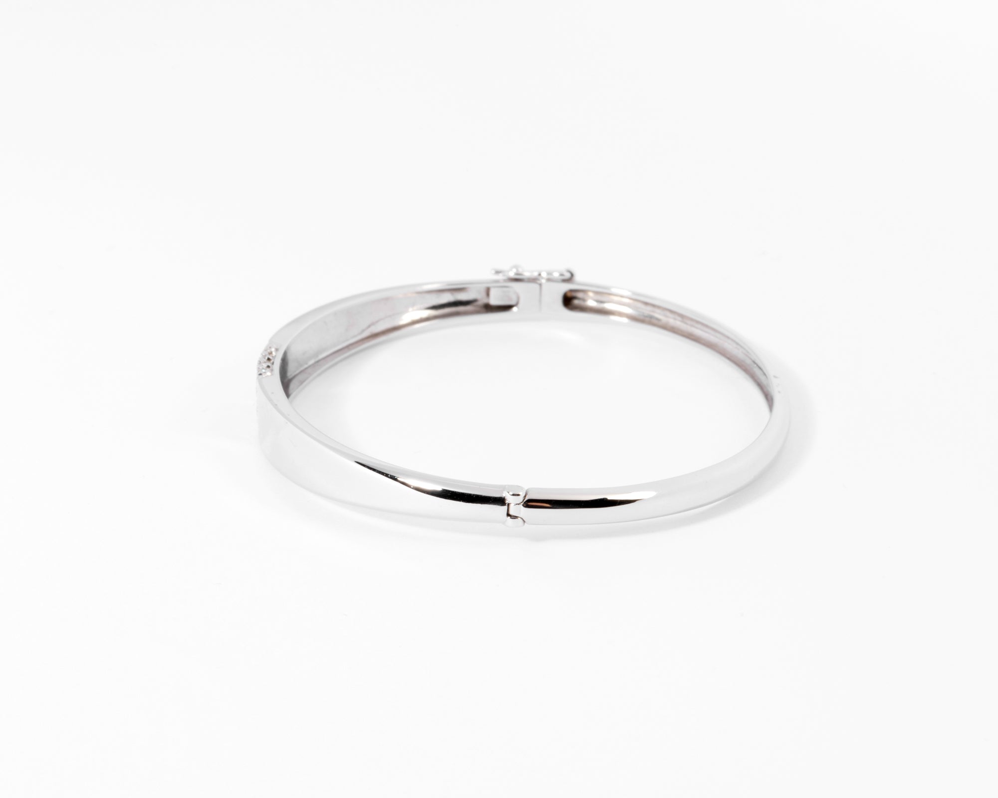 Bracelet jonc or gris et diamant